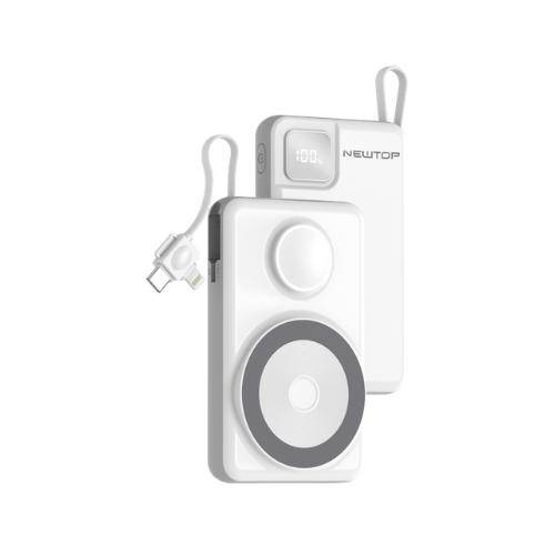 NEWTOP pb47 stand power bank con magsage e watch 10000mah bianco