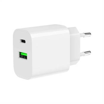 GEMBIRD Caricabatterie 20W FastCharger USB-A USB-C Bianco