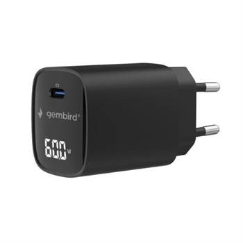 GEMBIRD Caricabatterie 60W FastCharger USB-C con LCD Nero
