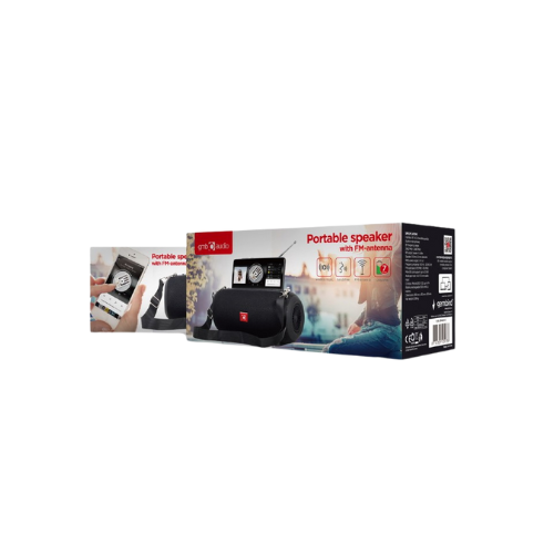 GEMBIRD Cassa portatile BT/USB/MicroSD/AUX con Radio FM Nera