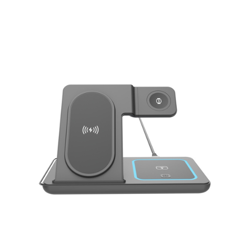 GEMBIRD caricabatterie wireless 3 in 1, 15 W, apple nero